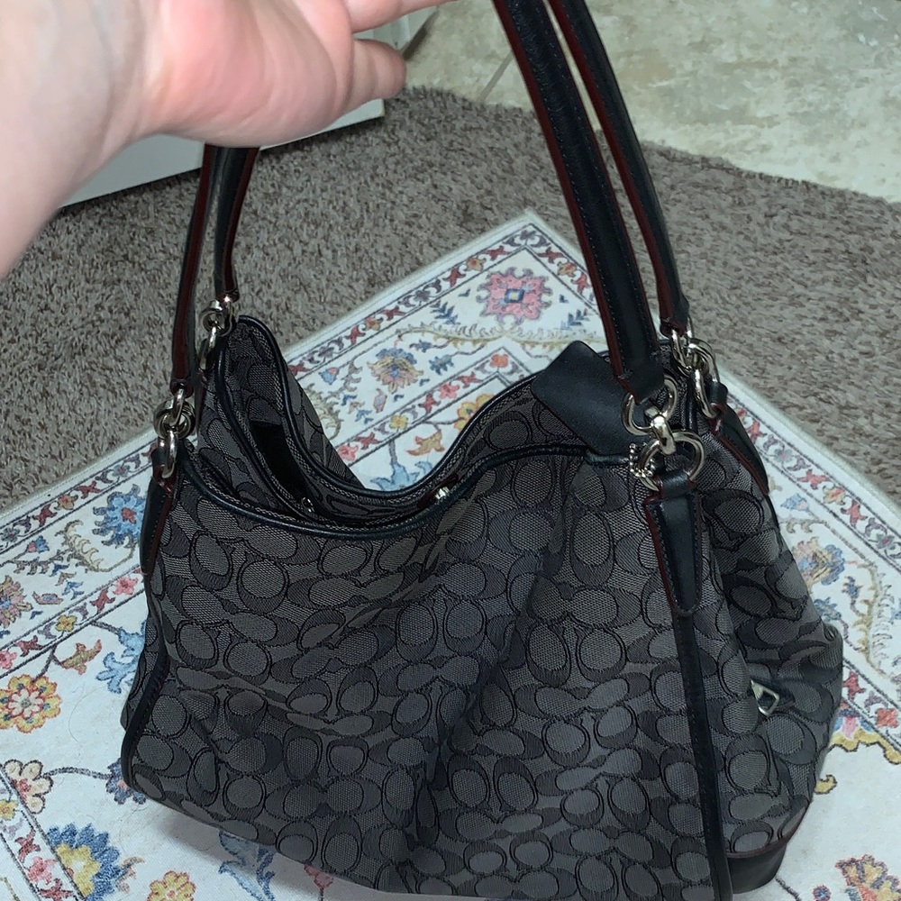 Large Coach Black and grey C Hobo Women's Bag